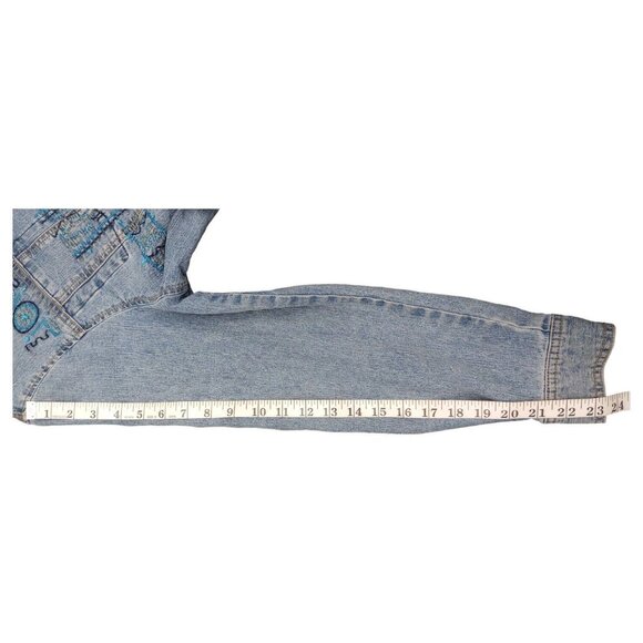 Hearts of Palm Blue Denim Jean Jacket Woman Size 8 Embroidered Beaded - Picture 13 of 16